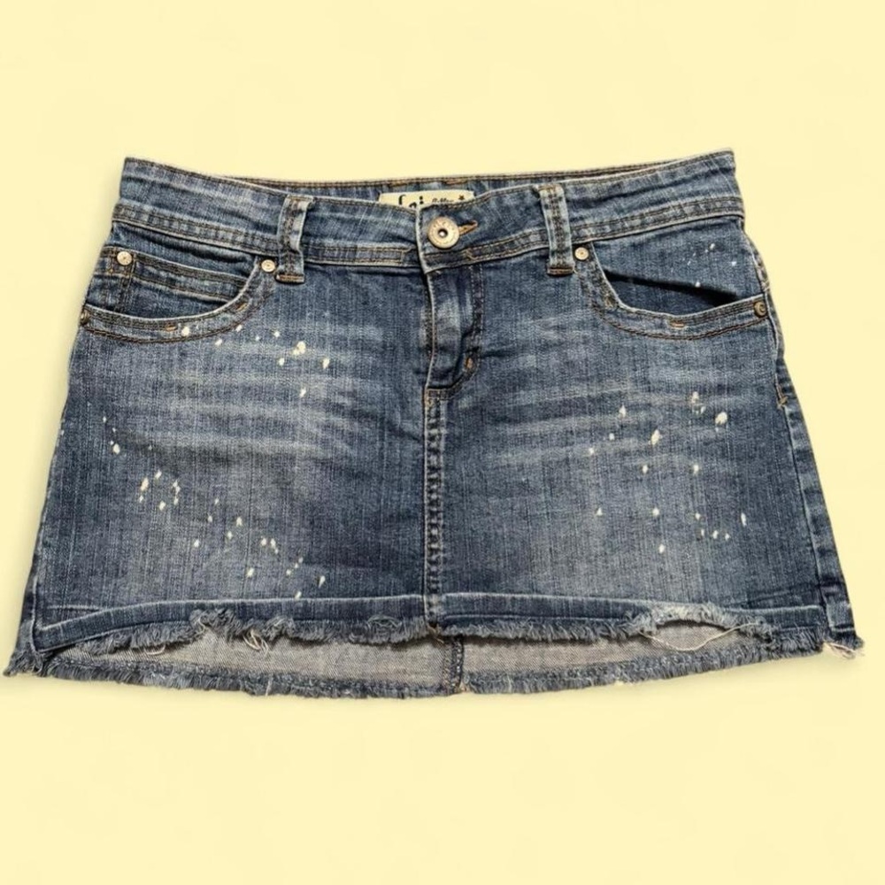 Y2K LEI Blue Distressed Mini Skirt